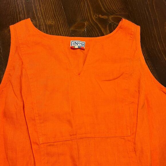 VIA NO 9 Large Lisa Orange 100% Linen Dress Vacation Coastal Sleeveless Summer - Picture 5 of 7